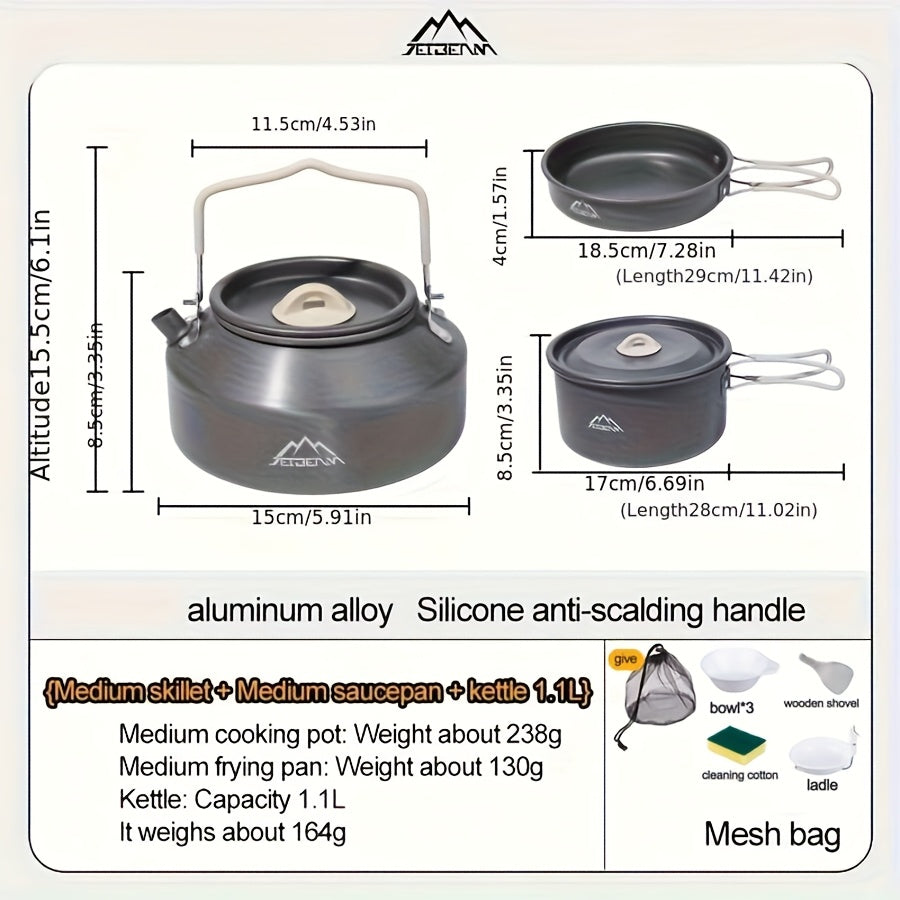 NNETM Camping Kitchen Set for 4-Person Cooking (9pcs)