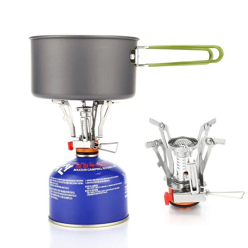 Portable All-in-One Camping Stove with Fuel Canister Converter – Lightweight Outdoor Cooking System
