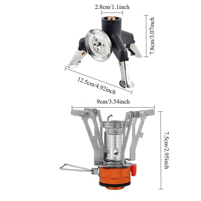 Portable All-in-One Camping Stove with Fuel Canister Converter – Lightweight Outdoor Cooking System