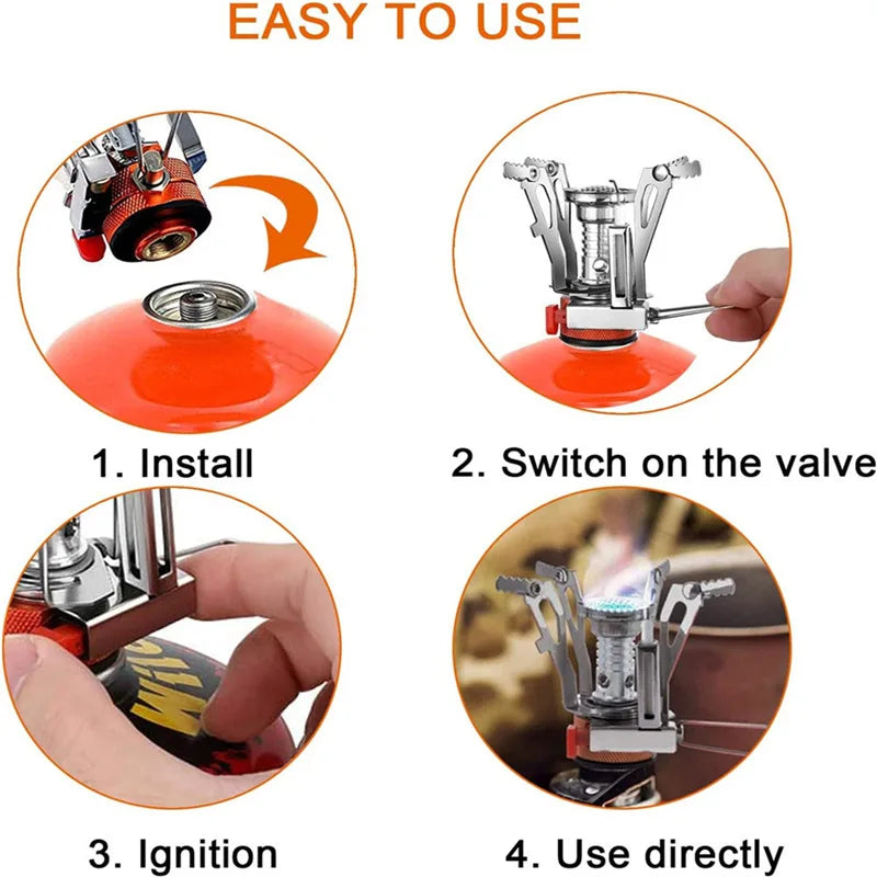 Portable All-in-One Camping Stove with Fuel Canister Converter – Lightweight Outdoor Cooking System
