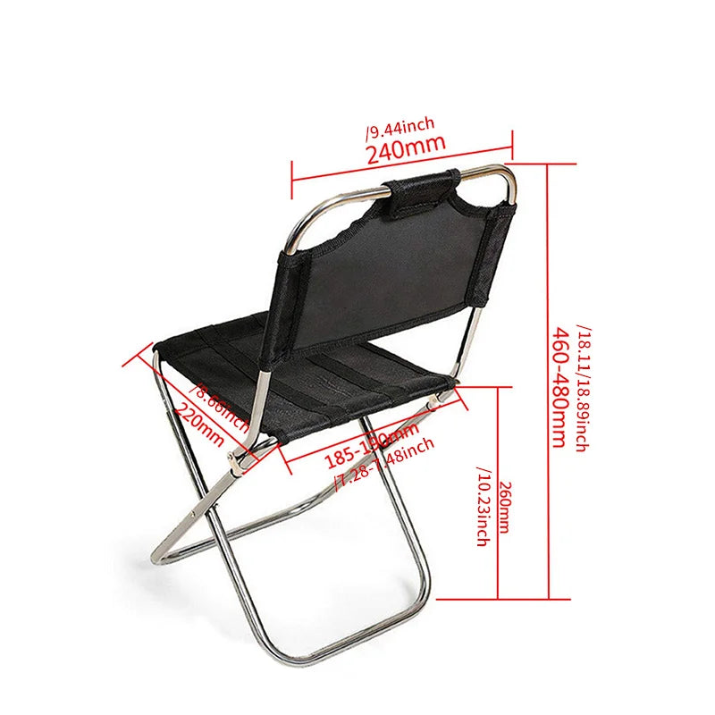 Folding Aluminum Camping Chair - Black