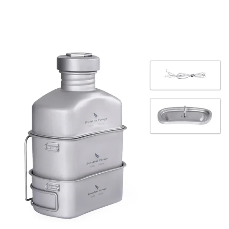 NNEOBA Titanium Camping Cooking Mess Set Grey