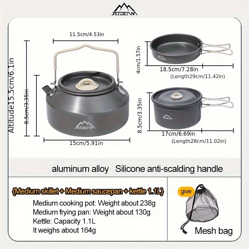 NNETM Camping Kitchen Set for 4-Person Cooking (9pcs)