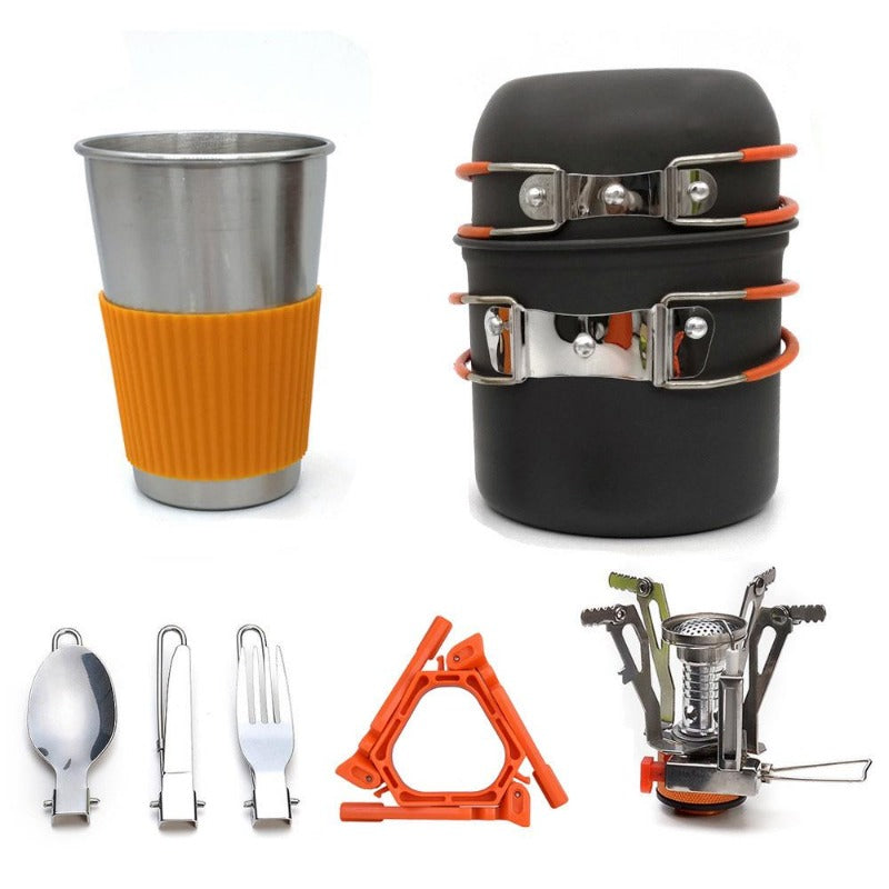 Camping Mess Kit with Mini Stove & Pot Bracket